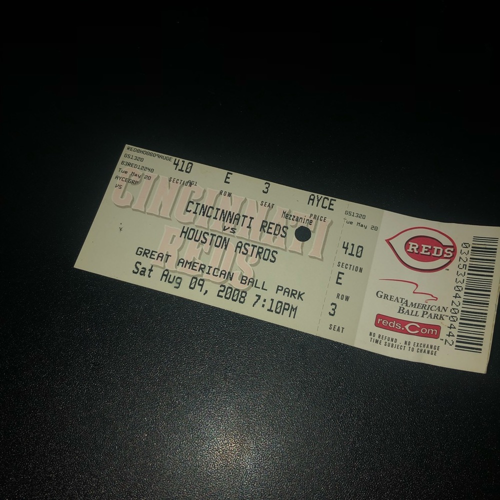 Cincinnati Reds 2008 Ticket
